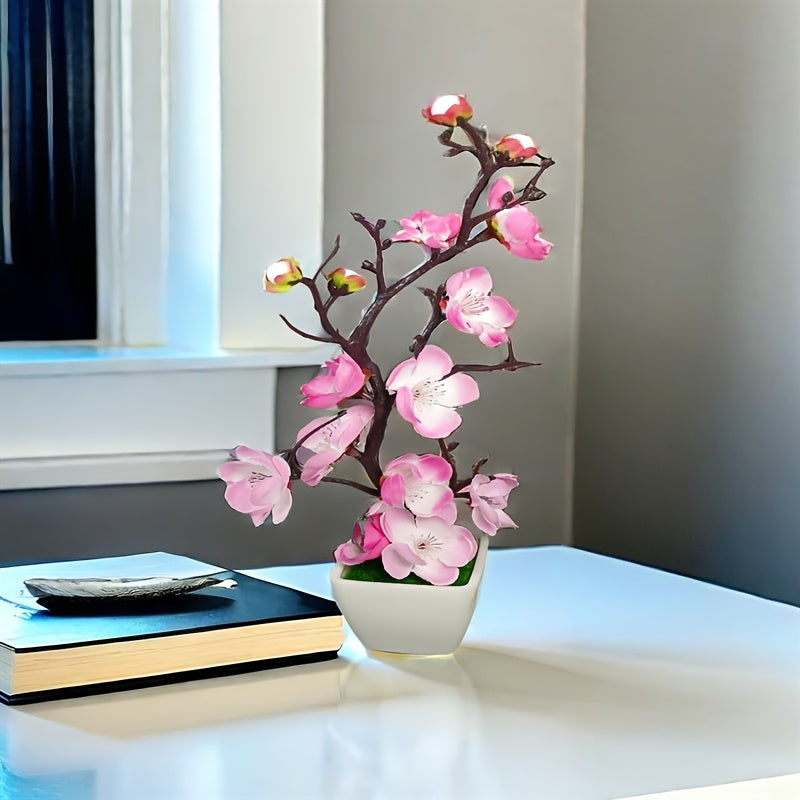 Set of 2 Fake Potted Plants Featuring Artificial Flowers