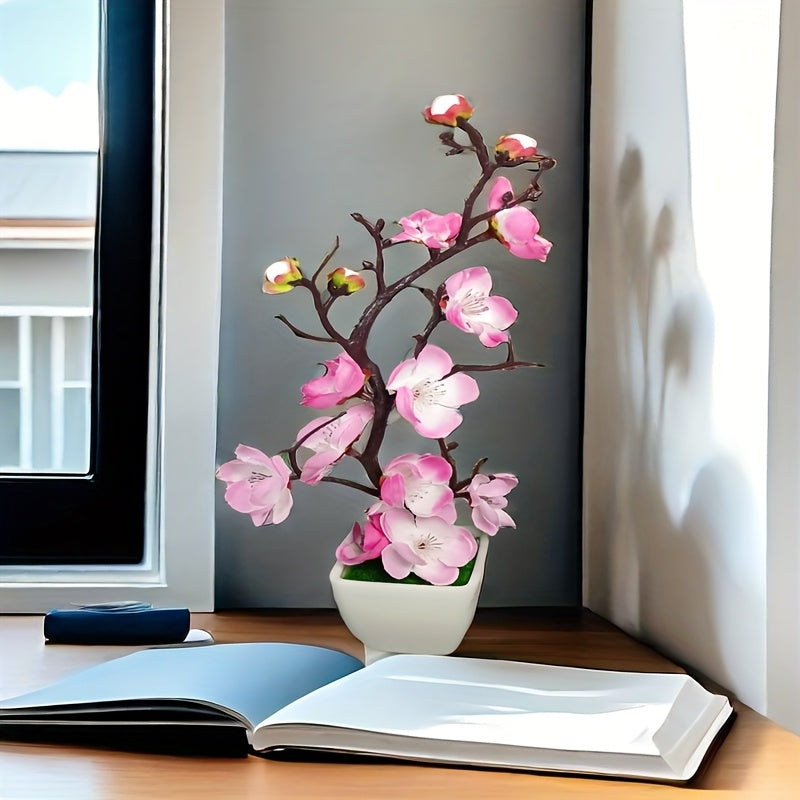 Set of 2 Fake Potted Plants Featuring Artificial Flowers