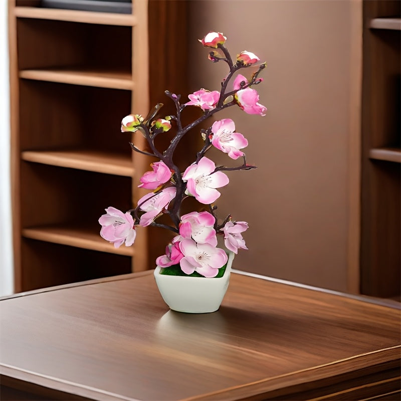 Set of 2 Fake Potted Plants Featuring Artificial Flowers