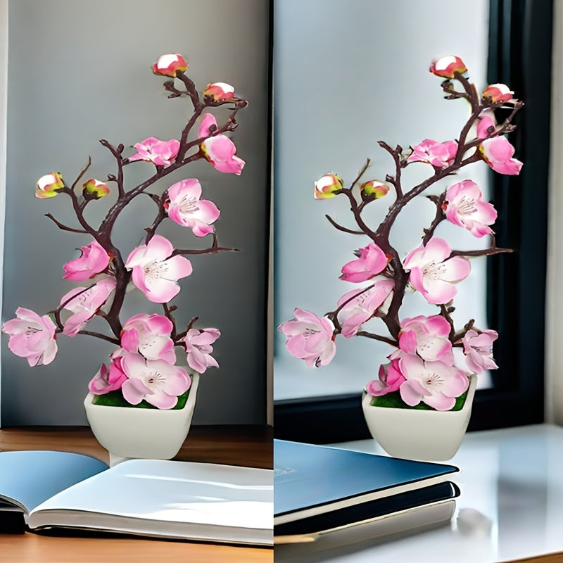 Set of 2 Fake Potted Plants Featuring Artificial Flowers