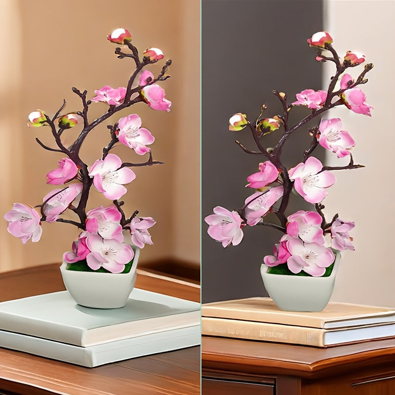 Set of 2 Fake Potted Plants Featuring Artificial Flowers